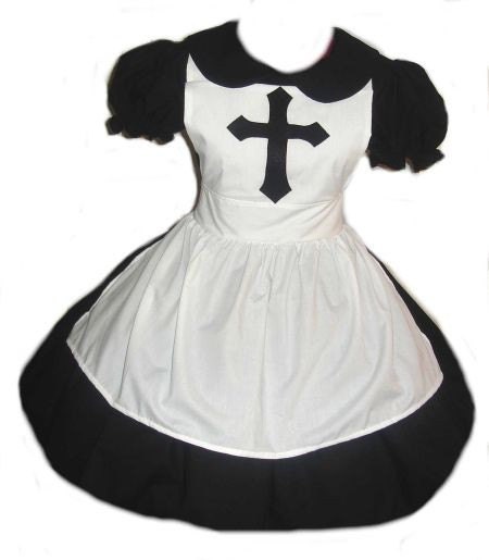 Cute Goth Nun Dress and Apron Cosplay Gothic Lolita Halloween Costume Custom Size Made to Measure Plus Size