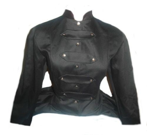 Black Steampunk Jacket Goth Loli Military Bustle Corset Jacket Lolita Gothic Victorian Womens Custom Size Plus Size Made to Measure