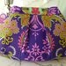 SMALL PLEATED CLUTCH - Peek-a-Boo Pleat Purse in textile designer Jennifer Paganelli's purple cotton Crazy Love fabrics