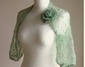 lace knitted shrug green in mohair