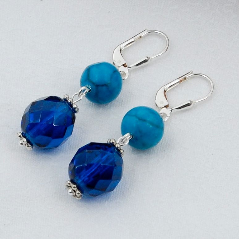 Turquoise Blue Dangling Earrings, Joni Collection