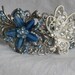 Butterfly Bracelet, Blue Bracelet, Bridal Bracelet, Silver, Cuff Bracelet, Chunky Bracelet, Wedding Jewelry OOAK