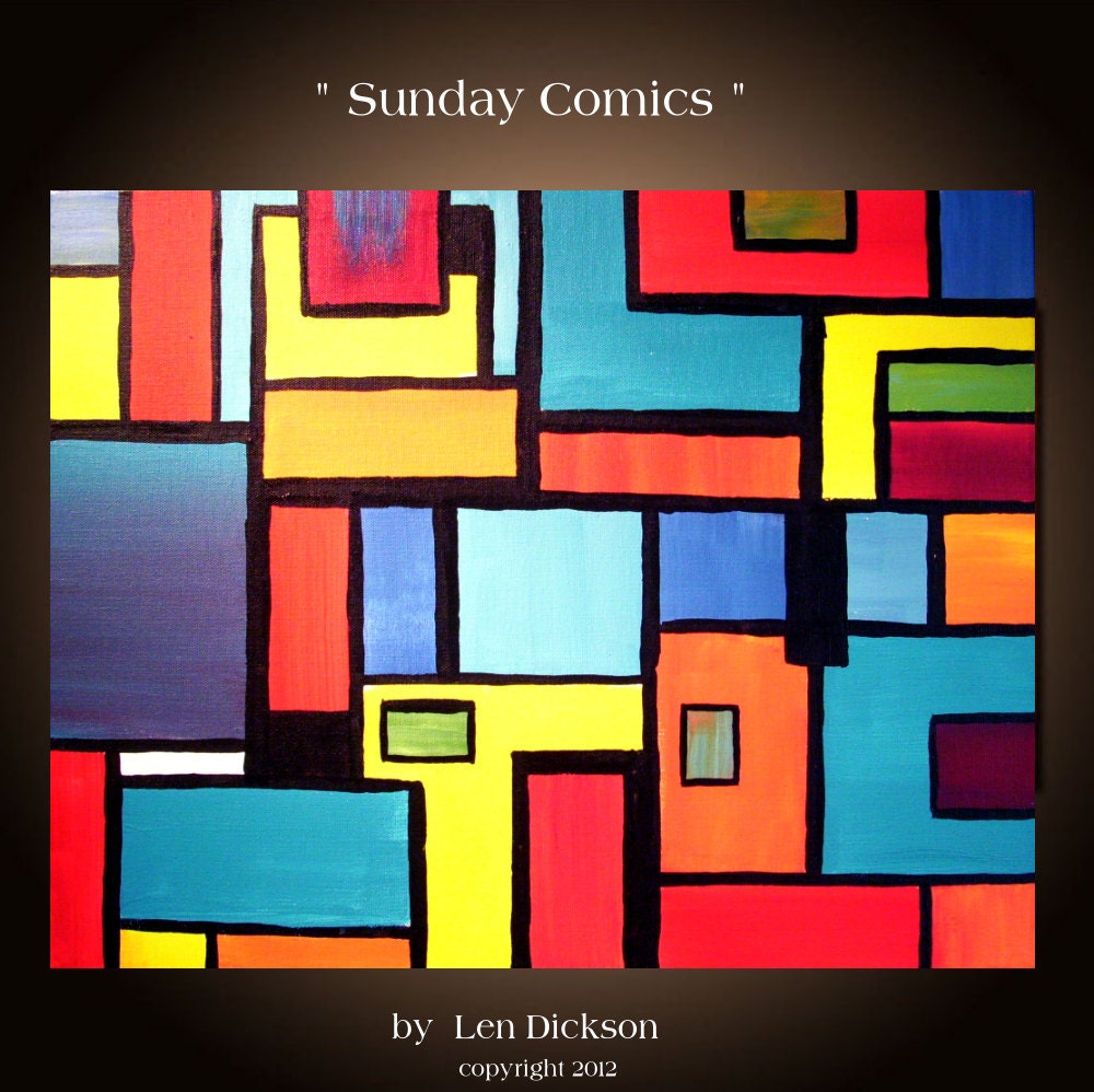 Original Abstract Geometric Painting - 16 x 20...."Sunday Comics"