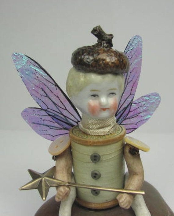 Fairy "Imagine"  Assemblage Art Doll