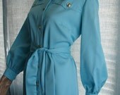 Vintage 1960's Robin's Egg Blue Norman Wiatt Button Up Dress