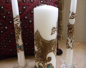 Peacock Unity Henna Candle Set, Original, Wedding Centerpiece, Global Henna Art