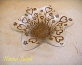 Candle Dish decorated with Henna, Mehndi , ORIGINAL, Handpainted, OOAK