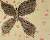 Butterfly Painting, Henna Art, Acrylic Painting with Henna, One of a Kind, Original, Unique