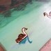 Original Acrylic Painting with Henna, Meeting a Long Lost Swan Friend at Sunset - OOAK, Henna Art, SALE