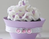 Lavender Cupcake Wrappers with Pink Rhinestones