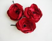 Red rose hair accessory, fabric flower ,hair clips, prom,hair flower