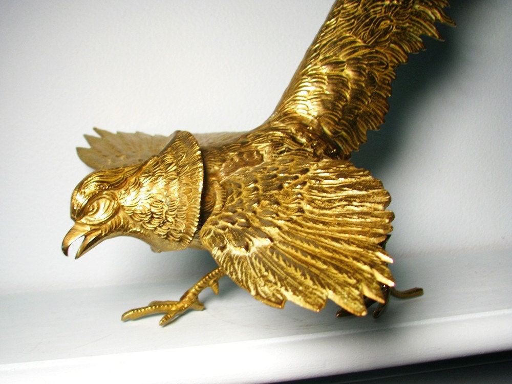 vintage Brass Bird of Paradise, brass sculpture