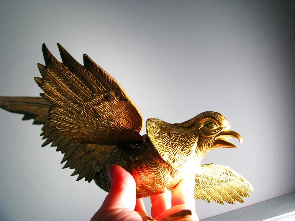 vintage Brass Bird of Paradise, brass sculpture