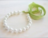 Pearls Ribbon Tie Bracelet Bride, Bridesmaids white, ivory, black pink, green, yellow, purple Custom Wedding Colors Pearls and Satin Ribbon