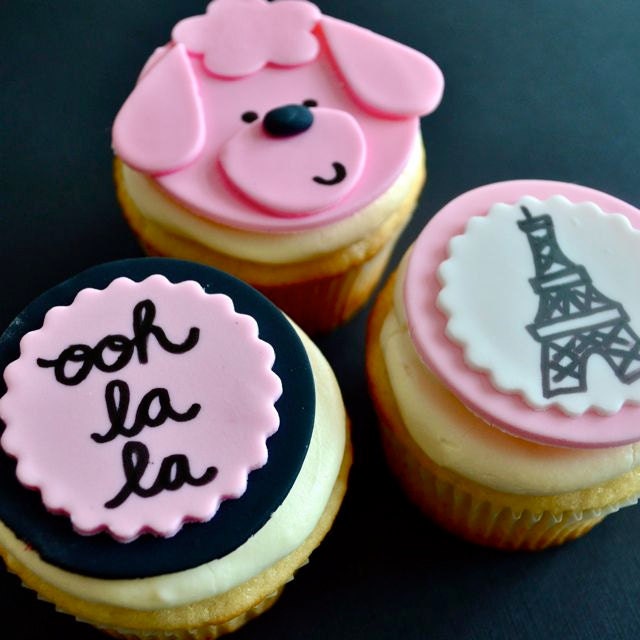 The Paris Collection Fondant Cupcake Toppers for Birthday Parties, Baby Showers and Other Events