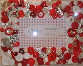 Heart Themed Button Picture Frame in Red & White for 4"x6" photo