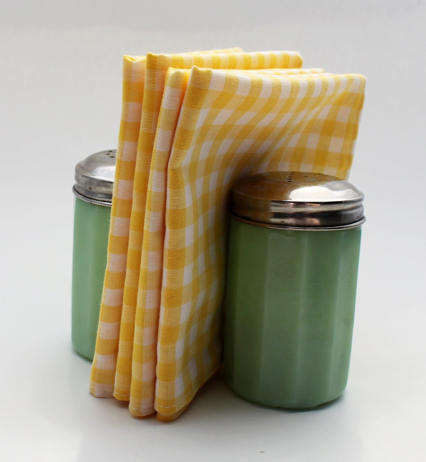 8 Cloth Lunchbox Napkins - Yellow Gingham