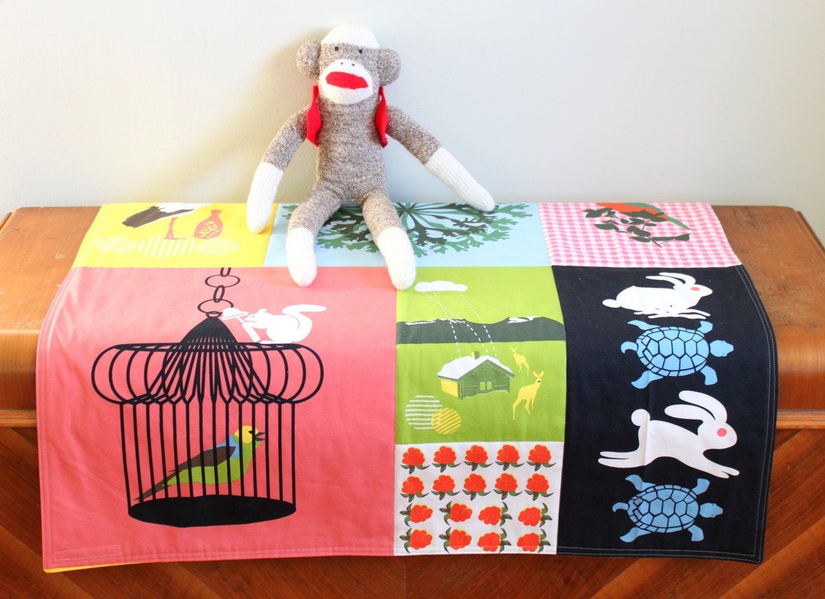 Large Quilted Baby Play Mat. Handmade by Peppermint Pinwheels