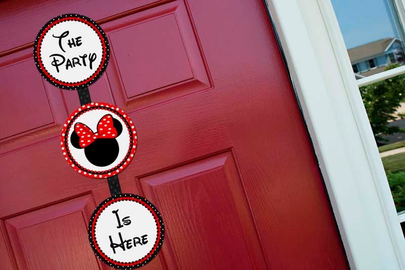 Printable Welcome Sign Door Hanger Girl - Minnie Mouse Red Birthday Party Line - STYS