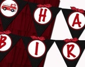 Printable Flag Banner Boy - Fireman Birthday Party Line - Stick to Your Story