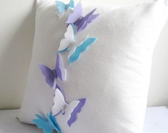 The Butterfly Effect White Pillow Cover. Enchanting Dreamy Wonderland. Wings. Fly