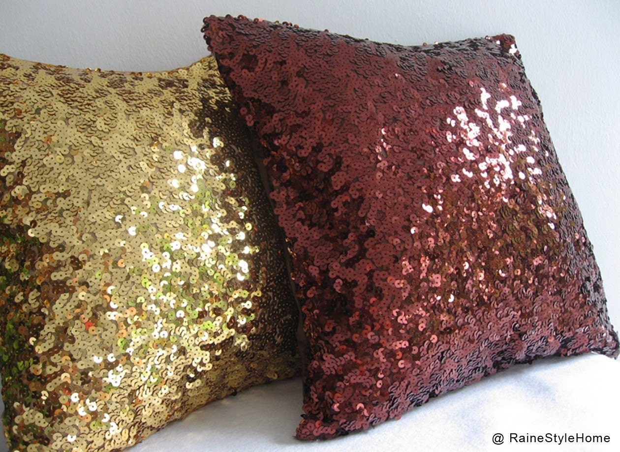 SALE. Starry Night. Luxury Glamour. Gold Sequins Embellished Pillow Cover. Hand Sewn