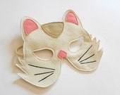 White Cat Carnival Kids Animal Mask, Children Kitty Felt Mask, Dress up Costume Accessory, Boys, Girls, Toddlers Felt Pretend Play