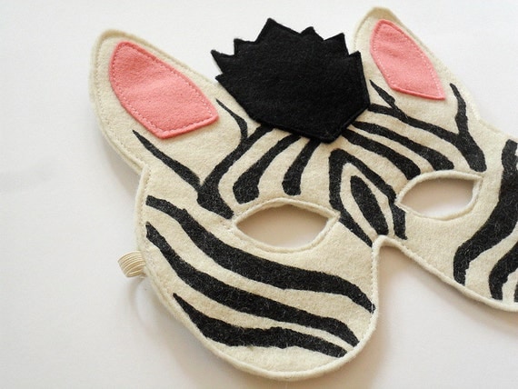Zebra Kids Animal Mask, Children Carnival Mask, Stocking Suffer, Dress up Costume Accessory, Boys, Girls, Toddlers, Pretend Play Toy