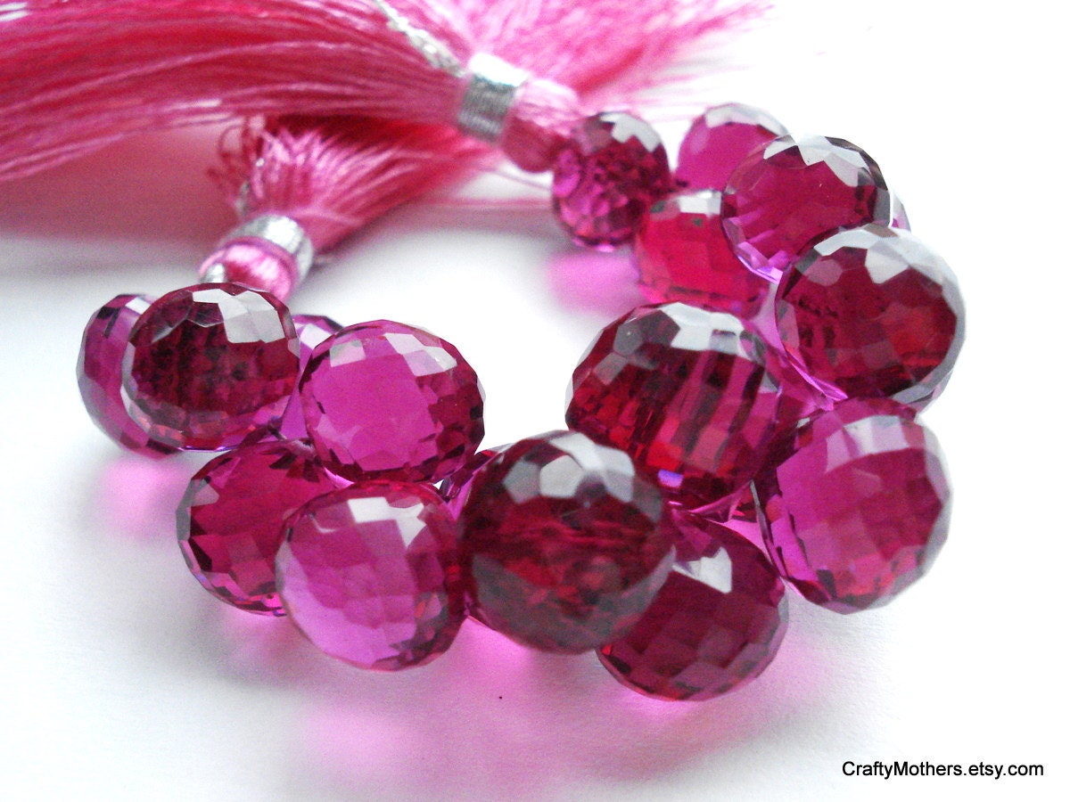 SALE - Red Violet Quartz Faceted Onion Briolettes, 9.5mm - Matched Pair
