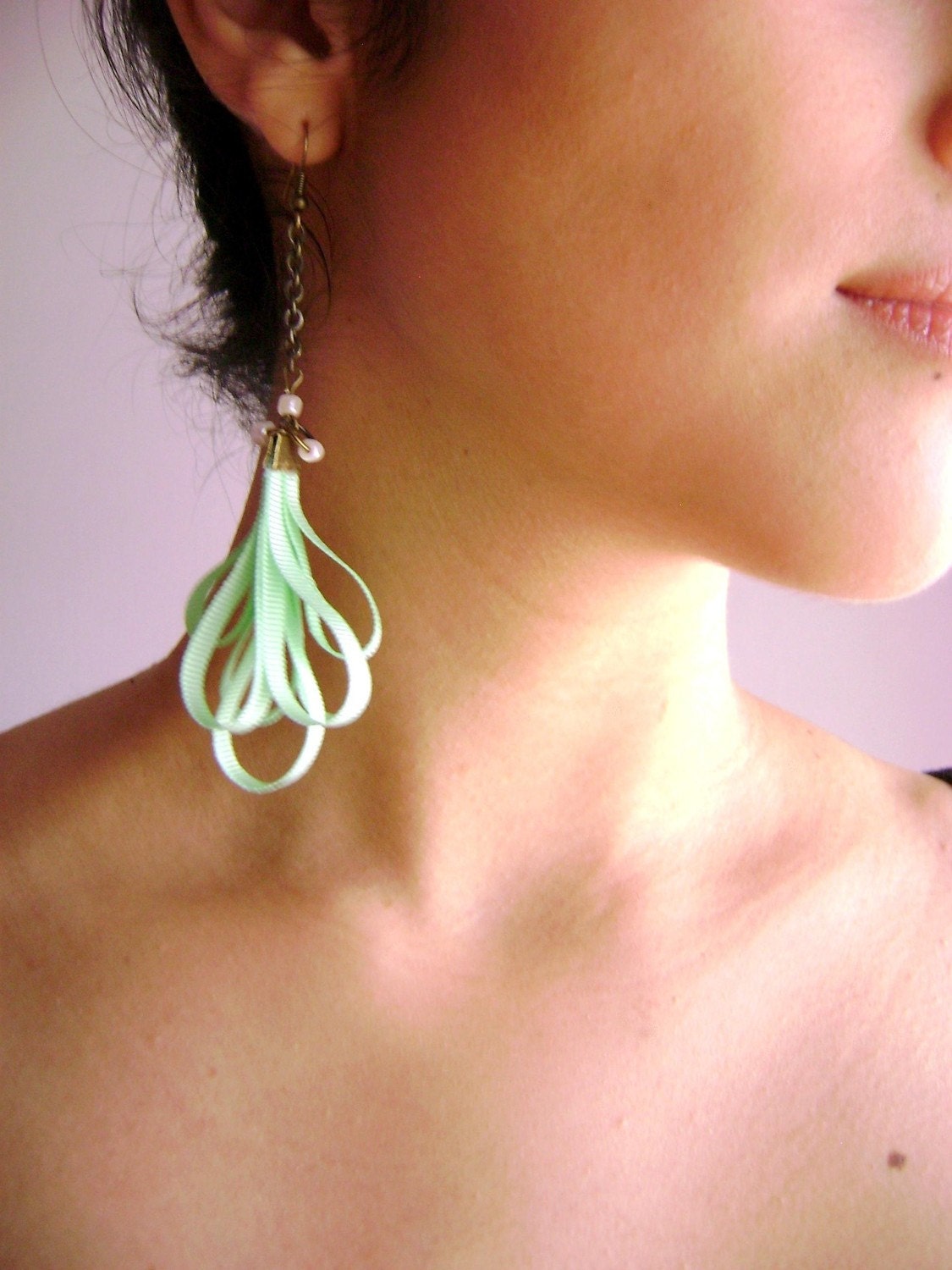 Aqua Marine Captivates Me Collection - Soft sensual Silk whimsical feminine long earrings