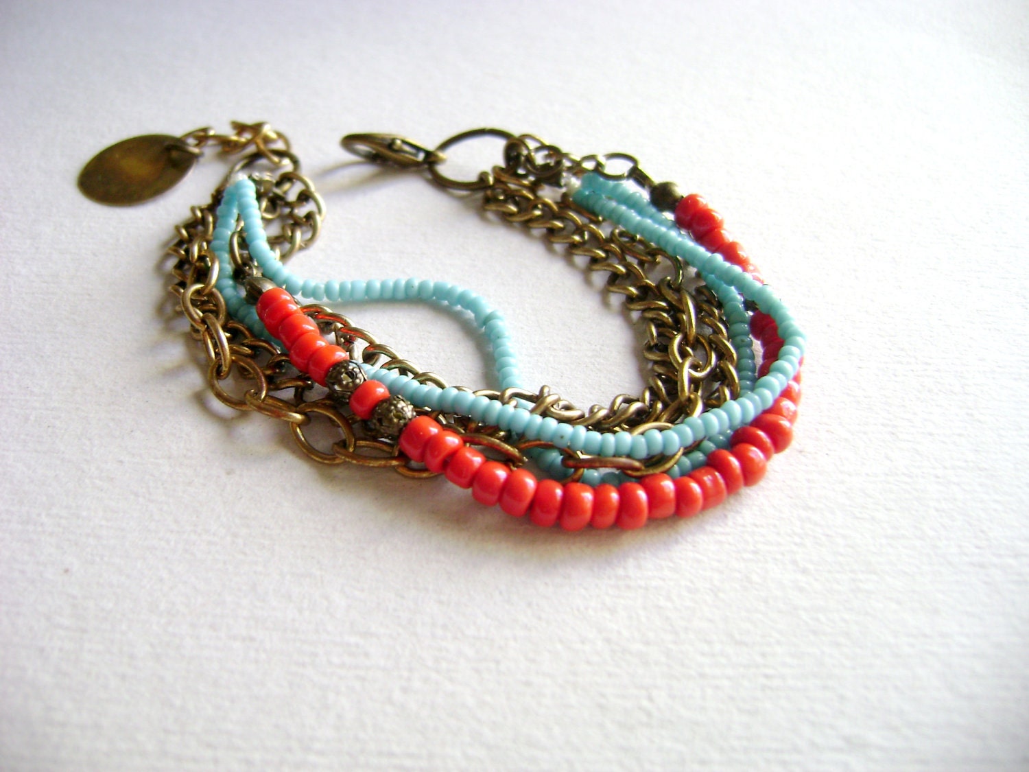 Mixed up - Four bohemian stacking bracelets at your colors choice orange turquoise red black coral