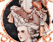 antique marie antoinette hairdo french color illustration