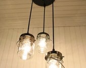 Vintage Clear Mason Jar CHANDELIER Created NEW
