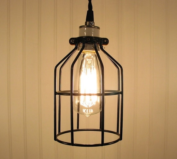 Auburn. Industrial Cage Inspired PENDANT Light with Edison Bulb