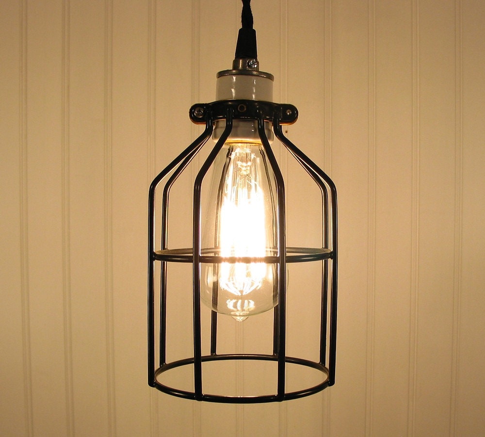 Auburn. Industrial Cage Inspired PENDANT Light with Edison Bulb