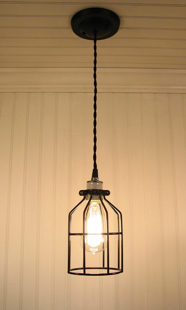 Auburn. Industrial Cage Inspired PENDANT Light with Edison Bulb