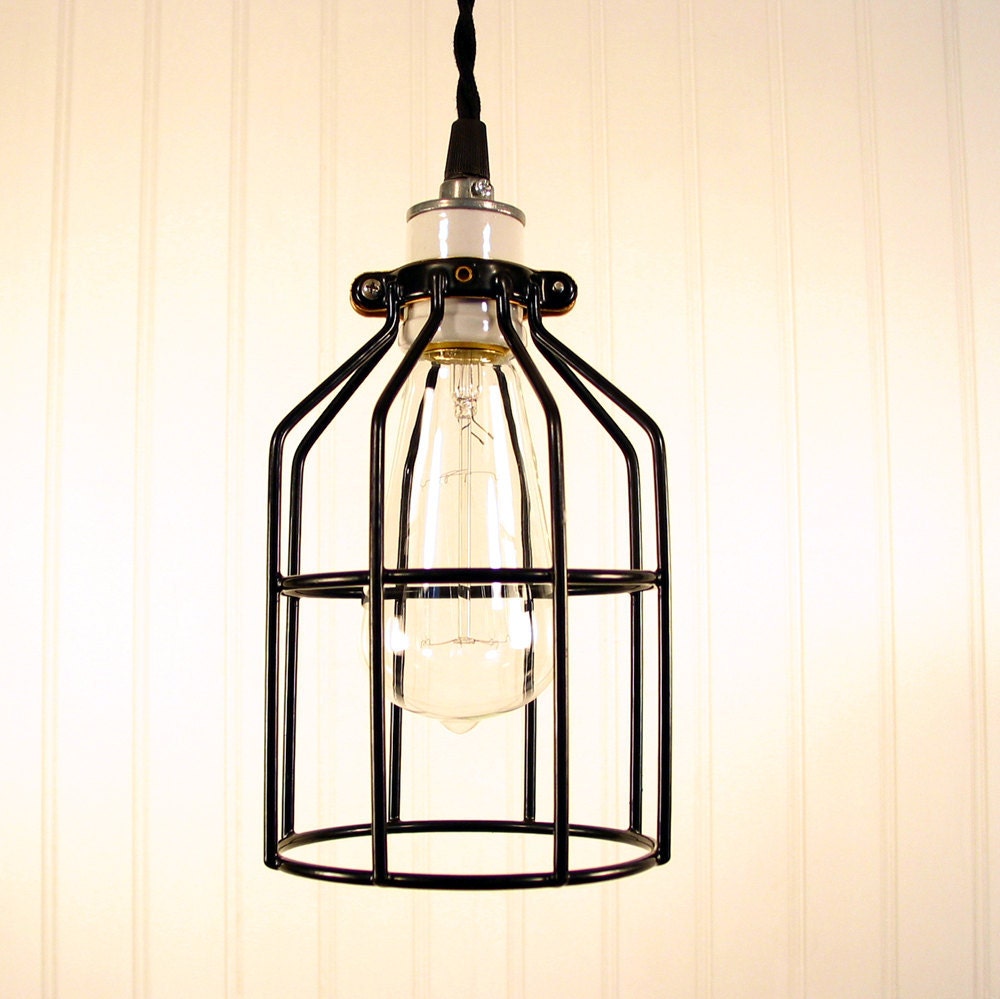 Auburn. Industrial Cage Inspired PENDANT Light with Edison Bulb