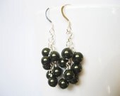 Green Pearl Earrings - Evergreen Pearl Cluster Sterling Silver - Only Pair
