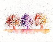 Abstract Trees Print  from my original watercolor painting 10x8 inch