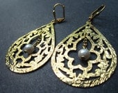 Gold Teardrop Earrings Bridal Pearl Taj Mahal