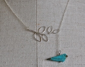 Leaf and Turquoise Birdie Lariat
