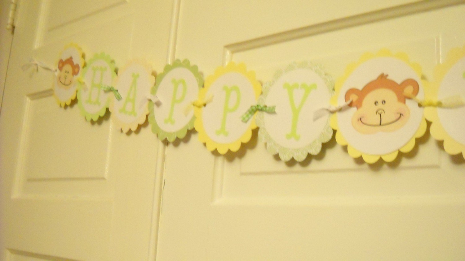 Monkey Birthday Banner, green, yellow, boy or girl Il_170x135