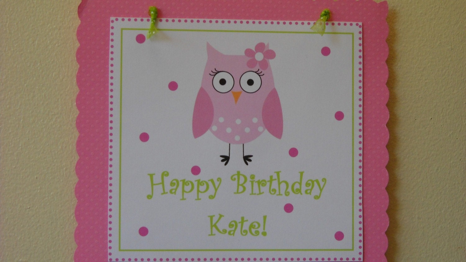 Party Sign, pink and green owl Il_170x135