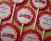 Firetruck Cupcake Toppers - perfect for a birthday party or baby shower Il_170x135