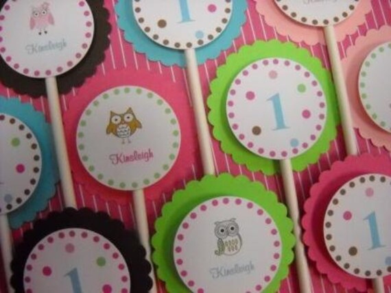 Owl-Themed Cupcake toppers - perfect for your next birthday party, baby or bridal shower Il_570xn