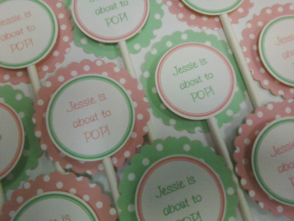 Cupcake Toppers - About to Pop theme Il_570xn