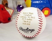 Personalized Engraved Baby Announcement Baseball Keepsake Gift Nursery Decor New Born