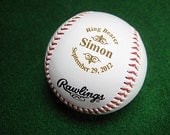 Personalized Engraved Baseball Rawlings Ring Bearer Groomsman Best Man Usher Wedding Party Gift Keepsake Logo