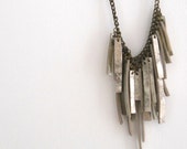 Silver leather and Brass chain necklace - Smadars