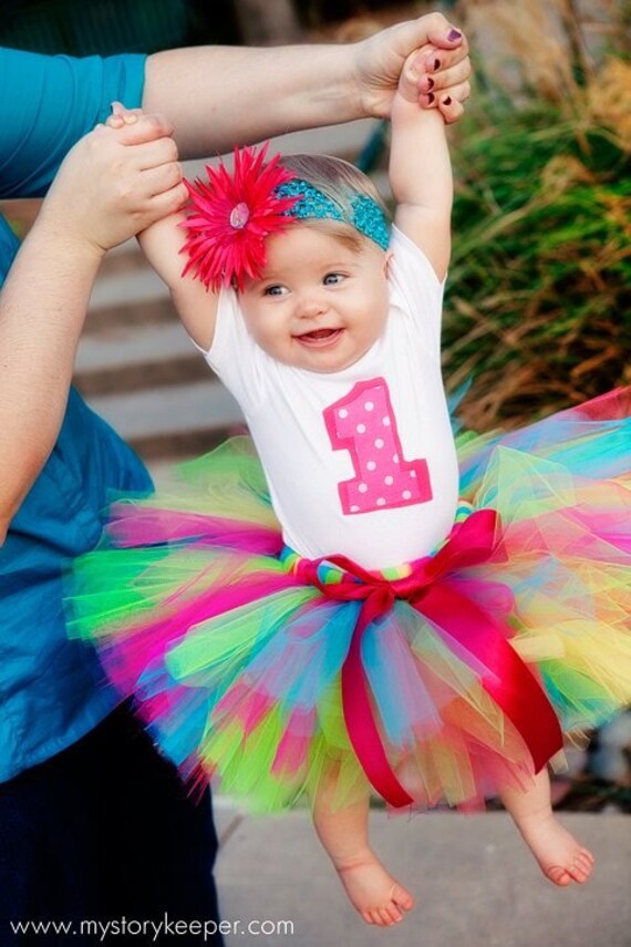 The Funky Monkey Birthday Tutu Set Includes tutu, shirt and headband with flower clip or bow-Great for Birthdays